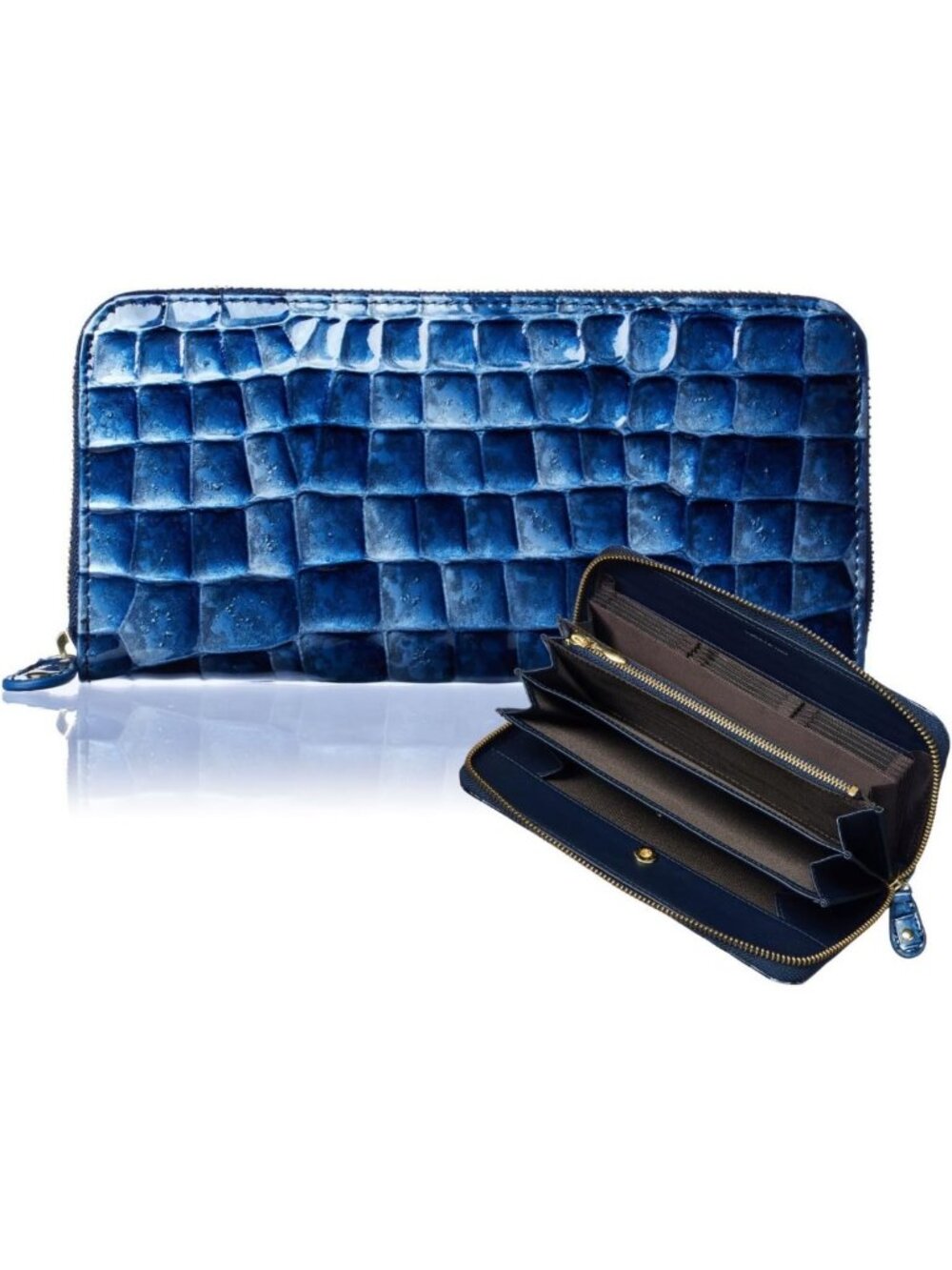 Stylish Long Wallet for Women, Hand-Painted Italian Leather, Easy Access Card